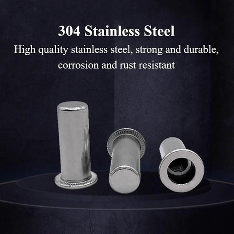 Premium SUS304 Stainless Steel Rivet Nuts With Flat And Countersunk Heads Hella Durable Threaded Inserts For Slick Easy Install Bulk Hardware Grippy Threads No Mess Assembly