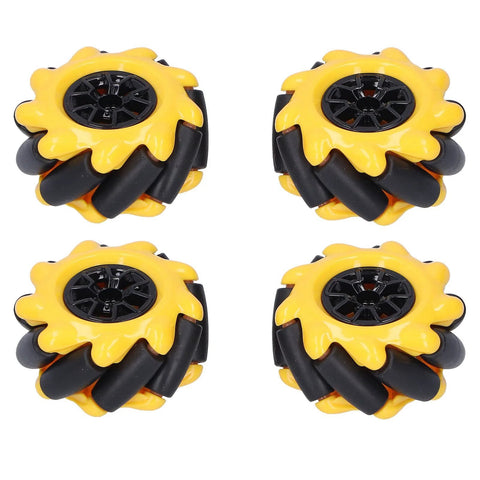 48mm mecanum wheels for DIY robotics, yellow and black rubber-coated omni-directional wheels for robot cars, two pairs