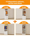 Kick Ass White Closet System, 8ft Modular Organizer with 4 independent units shown in various configurations with shelves and drawers.