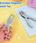 Compact Single Hole Punch Metal Circle Punch for Scrapbooking and Office Use, 6mm Puncher shown on a desk with notebook.