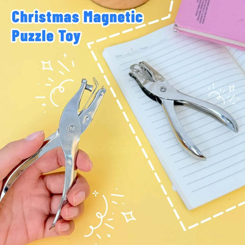 Compact Single Hole Punch Metal Circle Punch for Scrapbooking and Office Use, 6mm Puncher shown on a desk with notebook.