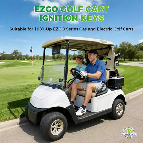 Top Shelf 25 Pack Of Ezgo Golf Cart Keys Delivering Straight Up Factory Ignition Cuts That Slide Right Into Txt Rxv Models For 1981 Forward with drivers in a golf cart.