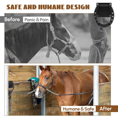 Heavy Duty Solid Steel Horse Tie Ring Set Two Pack With Expansion Screws 3 By 3 Inch Cross Ties Down For Stable Barn Tack Room Black Built Like A Tank, horse before and after using tie ring in stable