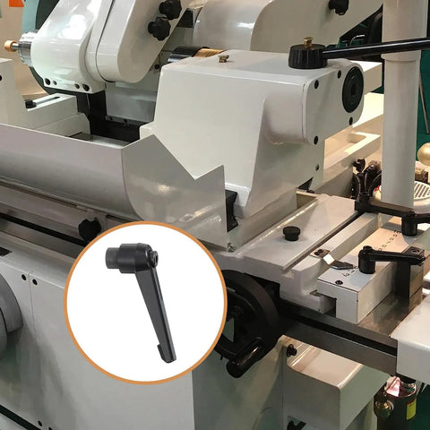 Heavy Gauge M8 Female Thread Adjustable Knob Handle With Push Button Ratchet Lock Quick Release Rotating Bolt Clamping Lever For Machine Tools Tough As Nails Alloy Steel Black mounted on machine tool.