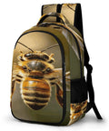 Striped Furry Bee Printed Unisex Backpack With Large Capacity, Durable Polyester Material, featuring bee image on front