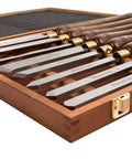 8-Piece HSS Wood Turning Tools Lathe Chisel Set With Teak Handles And Wooden Box, Pre-Sharpened 6.3-Inch Blades, 10-Inch Grips