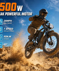 All Terrain Fat Tire Electric Bike For Adults With 1500W Peak Motor 28 MPH Top Speed And 50 Mile Range riding on rocky path