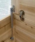Installed Two Pack Soft Close Toy Box Hinges With 100N Gas Strut for heavy curved round arched and flat lids on wooden box