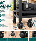 Portable Storage Rack With 4 Tier Shelving And 3 Side Wire Baskets A Real Deal Heavy Duty Cart that features 360° lockable wheels for stability.