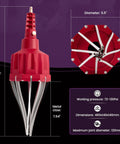 Universal CV Joint Boot Installation Tool Kit with red design, metal claw, and dimensions for DIY automotive projects.