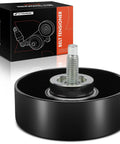 A-Premium belt idler pulley with mounting bolt, black metal finish (front view).