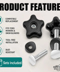 Heavy Duty 92-2260 Handle Knob And Screw Bolt Washers Kit For Toro Powerlite Snowblowers And Walking Lawnmowers Super Durable Replacement Part To Fix Locking Bolts Fast, 2 sets