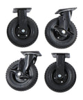8 Inch Heavy Duty Polyurethane Caster Wheels 4 Pack Swivel Rolling Casters with black rubber wheels for smooth floor use.