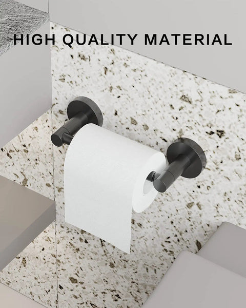 Matte Black Toilet Paper Holder With Double Post Pivoting Roll Arm For Wall Mount Heavy Duty Stainless Steel And Zinc Alloy
