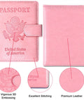 Level Up Your Vacation Vibe With This Sleek RFID Blocking Passport Holder Featuring A Secure Magnetic Closure For Fast Easy Access By Men And Women Safely Stores ID Cards Tickets And Cash On The Go, pink leather passport holder with embossing.