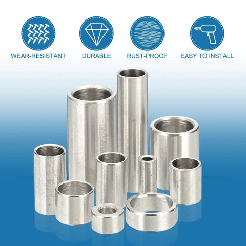 Heavy Duty 304 Stainless Steel Spacer Set, 10 Round Metal Spacers With 3/16 Bore, 3/8 OD, 11/16 Length, Unthreaded Screw Standoffs For 3/16 Inch Screws Bolts And Rods, Corrosion Resistant Hardware, assorted lengths