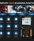 Display of New 2026 12V/24V OBD2 Diesel Diagnostic Scanner for heavy-duty trucks and cars with scanning functions highlighted.