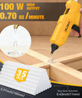 Cordless 100W Hot Glue Gun For 20V Max Battery Full Size Handheld Glue Tool with 35 Glue Sticks being used on wood