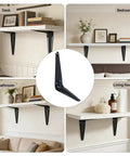 Beefy Heavy Duty Metal Floating Shelf Brackets 5x6 Inch Black L Shaped Wall Mount Supports for Desk Office Kitchen, 4 Pack
