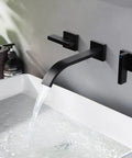 Matte Black Brushed Brass Wall Mount Bathroom Faucet With Two Handles Solid Brass Construction Wall Mounted Sink Faucet