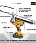 Powerful 14,000 PSI Cordless Grease Gun Kit With Two Batteries, 21 Inch Flexible Hose, LED Light, Variable Speed Trigger, And Makita 18V 21V Battery Compatibility For Pros And DIY Jobs