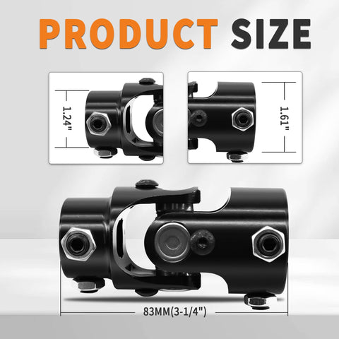 Three Quarters Inch DD X One Inch DD Universal U Joint Black Steering Shaft dimensions and design details