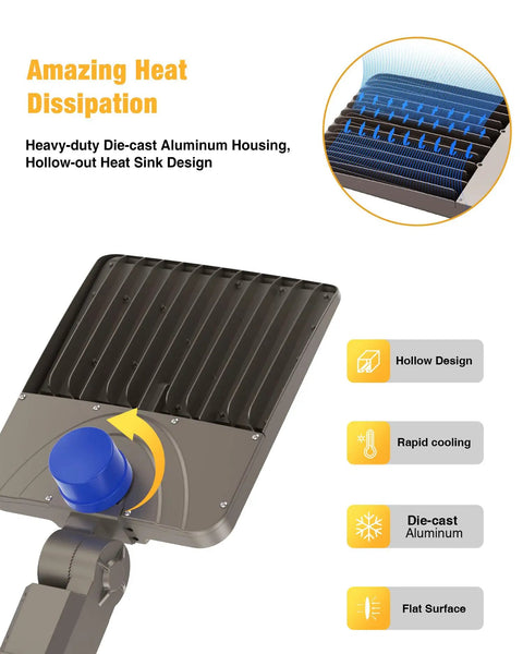Ridiculously Bright 200W LED Parking Lot Light 28000 Lumens 5000K Shoebox Style Light IP65 Waterproof back with heat sink design