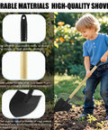 Child using Two Pack 27 Inch Kids Shovels With Wood Handles And Metal Heads For Sand Digging Beach Play And Garden Fun Lightweight And Detachable Kid Friendly And Easy To Use For Ages 3 To 6 in garden
