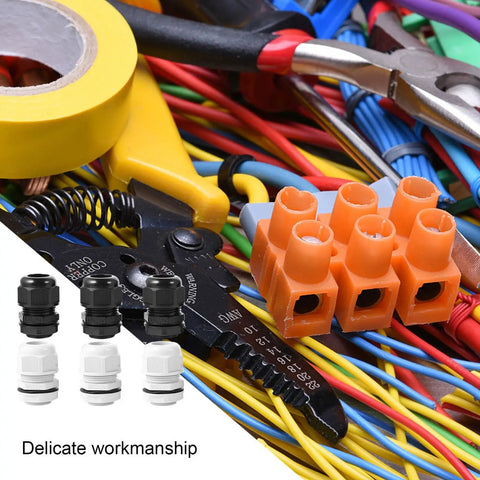40 Piece Waterproof Cable Gland Connector Kit With High Insulation Plastic Glands for electrical wires and tools
