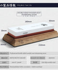 Pro Grade Japanese Knife Sharpening Stone Double Sided Whetstone 1000/3000 Grit With Non Slip Wooden Base dimensions shown