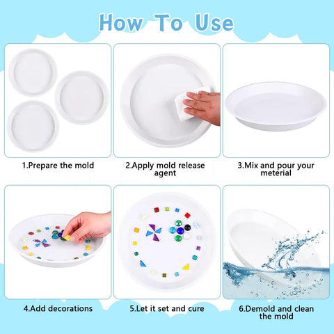 Steps for using 28 Piece Stepping Stone Mold Kit With Round Concrete Molds And Mosaic Tiles And Carving Tools in garden DIY projects.
