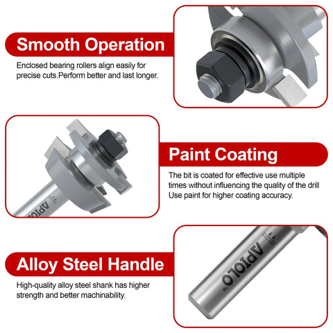 Two Piece Shaker Rail And Stile Router Bit Set For Pro Grade Woodworkers, 1/2 Inch Shank, highlighted features of bits
