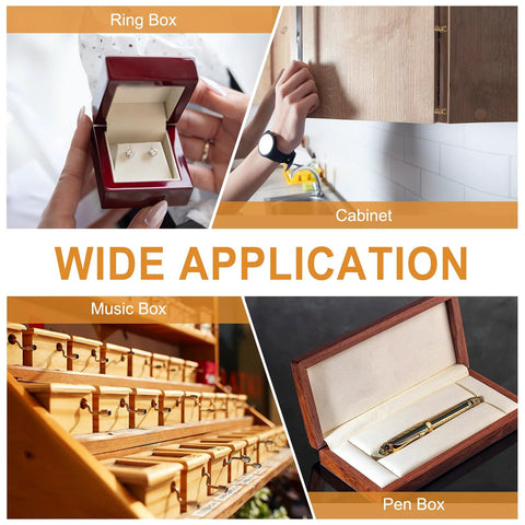 Wide application of brass hidden cylinder hinges 15 x 4 mm invisible concealed cylindrical hinge with 270 degree folding in ring boxes, cabinets, music boxes, and pen boxes.