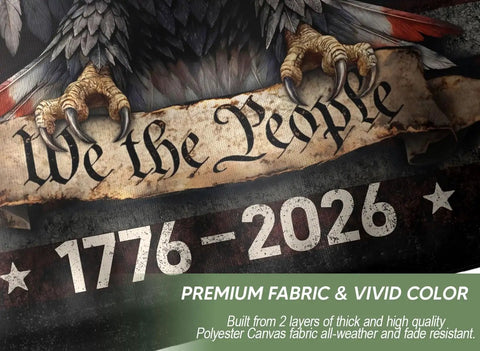 Two Sided 3 By 5 Ft American Flag For 250th Anniversary, printed eagle design with 'We the People' and '1776-2026' text