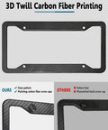 Carbon Fiber Pattern License Plate Frames 2 Pack Black Aluminum Front And Rear Car Tag Holder with matching screw caps