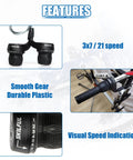 21 Speed Twist Shifter Lever Kit for Bikes 3 by 7 Gear with Grips, Visual Speed Indication, Durable Plastic Features
