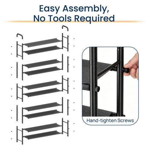 Heavy Duty 10 Tier Shoe Rack Garage Storage Maxes Out Your Space Fitting 44 Pairs Of Adult Kicks With Ease Black Steel Vertical Organizer For Apartments Mudrooms And Closets