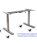 Adjustable standing desk frame with 2 Inch M8 Threaded PU Swivel Casters Set Of 4 With Brakes For mobility and stability.