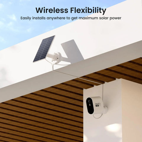 SolarCam Pro Add On Camera For System Expansion, Requires Base To Operate, Not Standalone mounted under eave with solar panel