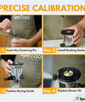 Ten Piece Pro Grade Solid Router Guide Bushing Set With Centering Pin And Cone For Porter Cable Style Sub Bases Brass