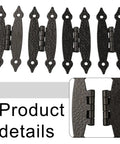 Antique H Hinge With Screws For Cabinet Doors, Retro Lace Cast Iron Hardware shown in detailed close-up view