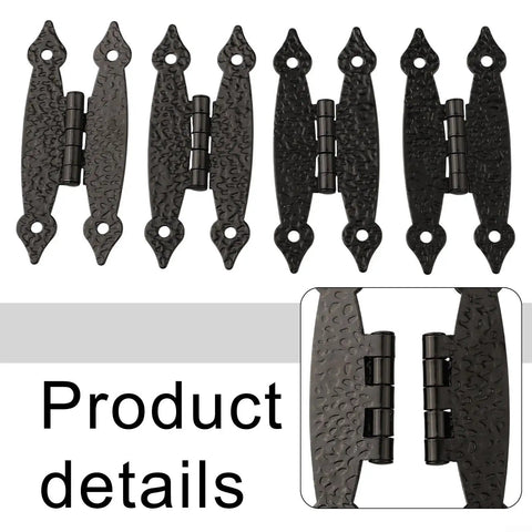 Antique H Hinge With Screws For Cabinet Doors, Retro Lace Cast Iron Hardware shown in detailed close-up view