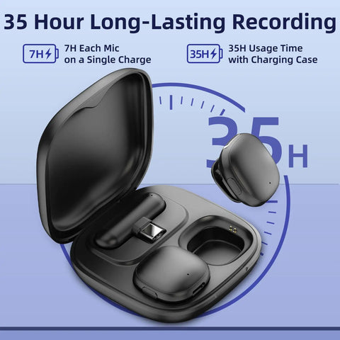 AI Noise Cancellation Wireless Lavalier Microphone For iPhone And Android with USB C in 35-hour charging case