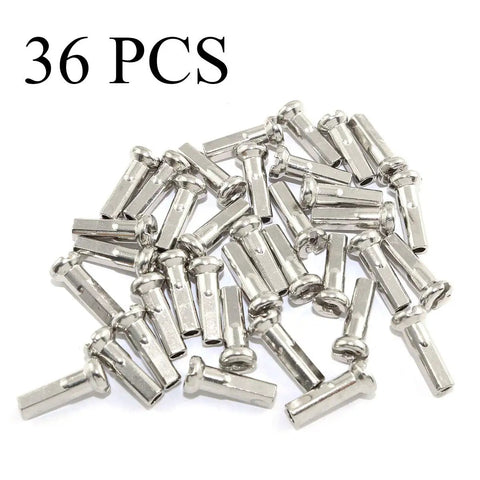 36 Pack 14mm Spoke Nipples for 14G Mountain Bike Wheels, Silver Carbon Steel, Built Tough and Rust Resistant, Fits MTB And Road Bikes