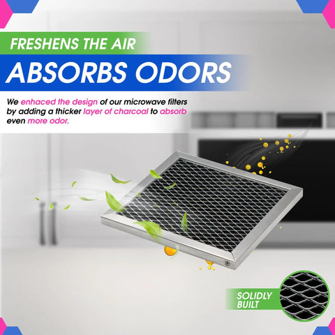 Charcoal Microwave Filter Replacement 2-Pack For Over The Range Vent Fans, Freshens Kitchen Air And Eliminates Odors image.