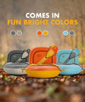 4 Piece Camping Mess Kit With Plate And Bowl, 3 In 1 Spork Utensil, And Tether, Compact Backpacking Kitchen Gear in bright colors outdoors