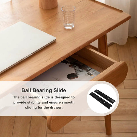 Heavy Duty Drawer Slides 2 Pack Stainless Steel Ball Bearing Sliding Rails for kitchen cabinets under a wooden desk.