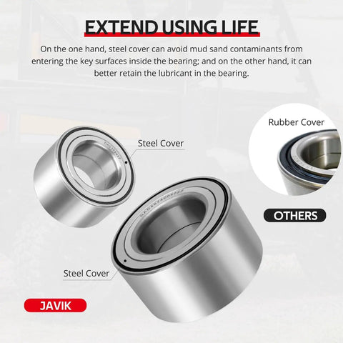Heavy Duty Front And Rear Wheel Bearings For Polaris Sportsman Ranger Ace 400 500 570 600 700 800 40X74X40Mm with steel cover and rubber comparison.