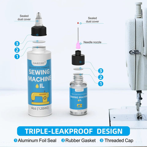 Clear Odorless Sewing Machine Oil and Cleaning Kit with Applicator and Brush, ISO VG 10 Low Viscosity Lubricant, 4oz bottle