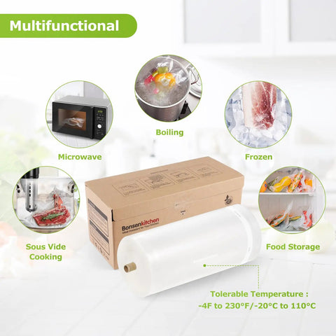 11 Inch By 150 Foot Vacuum Sealer Bags Roll With Built In Cutter, BPA Free shown with multifunctional uses and dust proof box